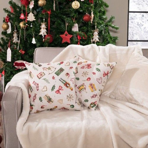 Teoran Christmas Decorative Square Pillowcase Multicolored with Stuffing 65x65cm