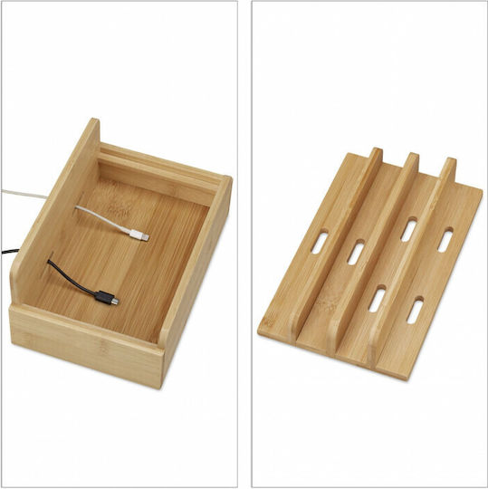 Relaxdays Bamboo Βάση Γραφείου για Κινητό Natural