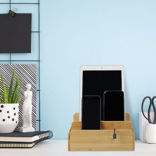 Relaxdays Bamboo Βάση Γραφείου για Κινητό Natural