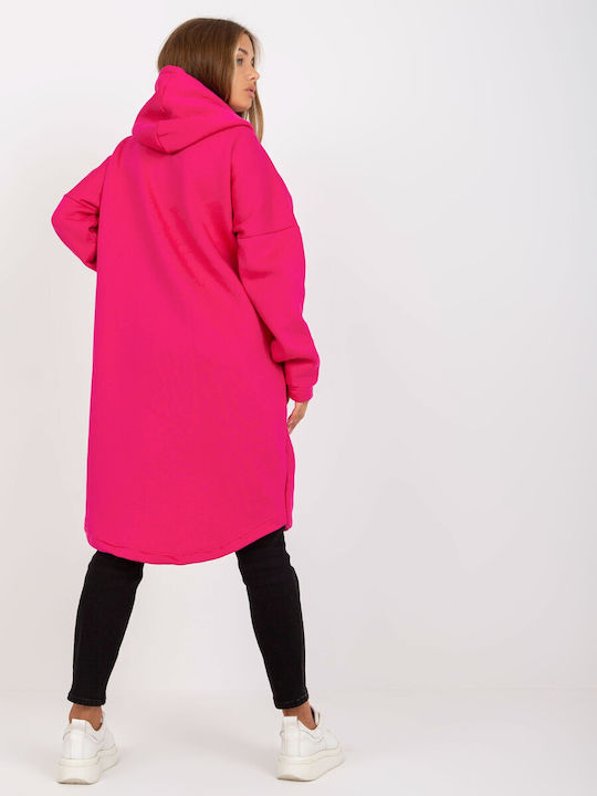 Rue Paris Women's Long Hooded Cardigan Fuchsia