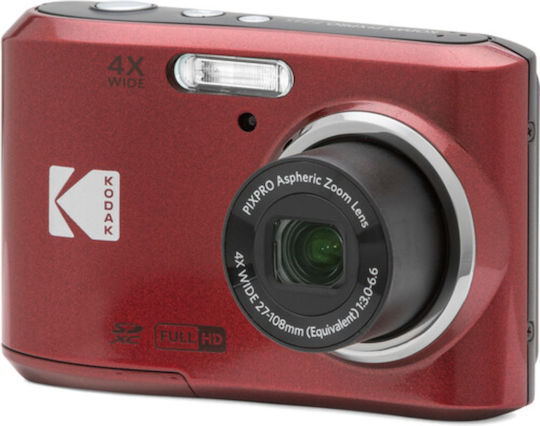 Kodak PIXPRO FZ45 Friendly Compact Φωτογραφική Μηχανή 16MP Οπτικού Ζουμ 4x με Οθόνη 2.7" Κόκκινη