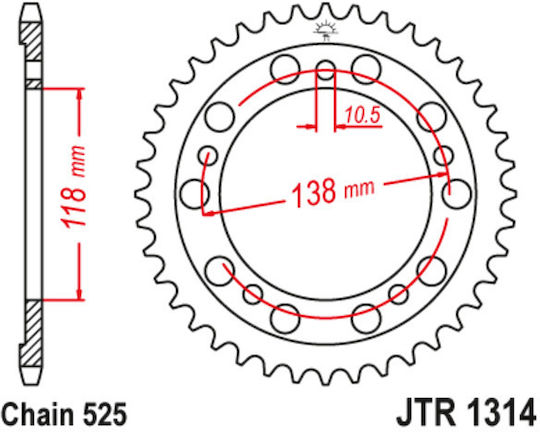 JT Sprockets Γρανάζι Πίσω 39 Δοντιών για Honda CBR 400