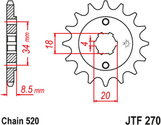 JT Sprockets Pinion față 14 Dinți pentru Honda Rebel