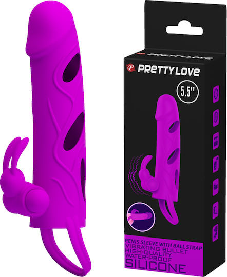 Pretty Love Penis Vibrating Sleeve Προέκταση Πέους mit Vibration Lila 14cm