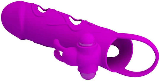 Pretty Love Penis Vibrating Sleeve Προέκταση Πέους mit Vibration Lila 14cm
