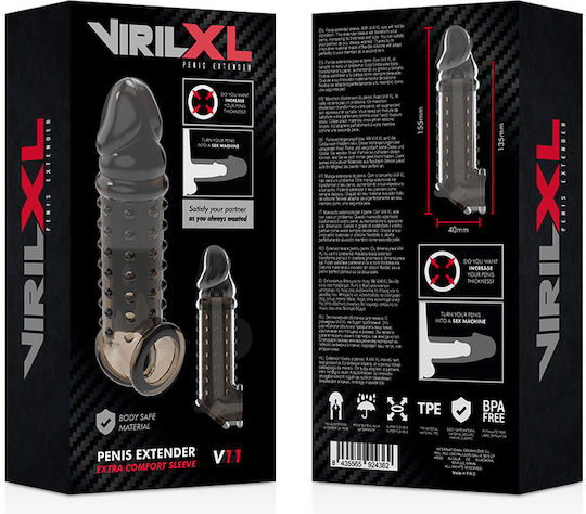 Dream Love VirilXL Penis Extender Extra Comfort Sleeve V11 Black Penis Extension 13.5cm