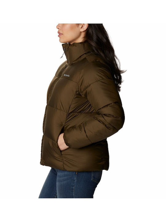 Puffect Women's for Hiking Short Puffer Jacket for Winter Olive Green