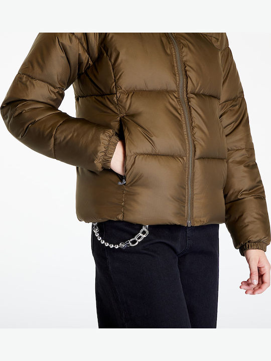 Puffect Women's for Hiking Short Puffer Jacket for Winter Olive Green