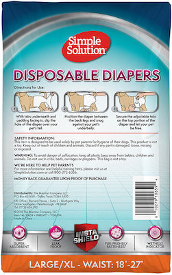 Simple Solution Disposable Diapers Female Πάνα Βρακάκι Σκύλου Large / XLarge 46 - 69cm 12τμχ