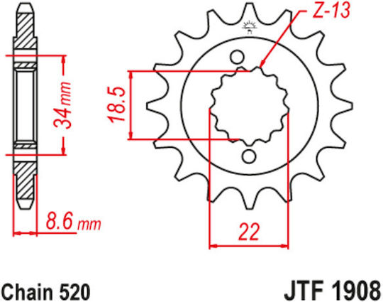 JT Sprockets Предно зъбно колело 15 Зъби за KTM 390 Дюк / RC 390 - РС 390