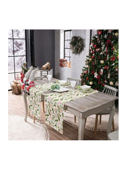 Teoran Weihnachtlich Tischtuch Läufer Stoff Grün L160xB40cm.
