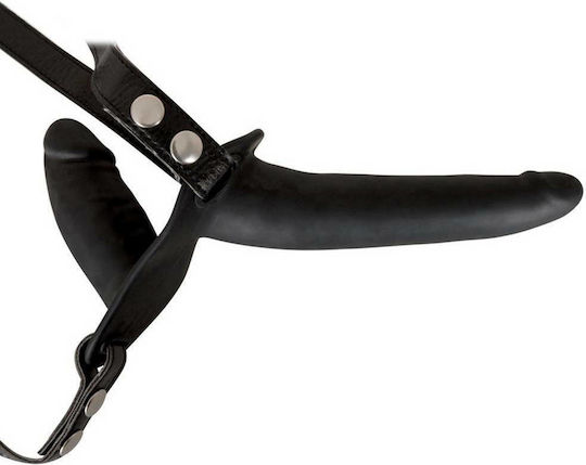 You2Toys Harness με Διπλό Dildo 26cm σε Μαύρο Χρώμα