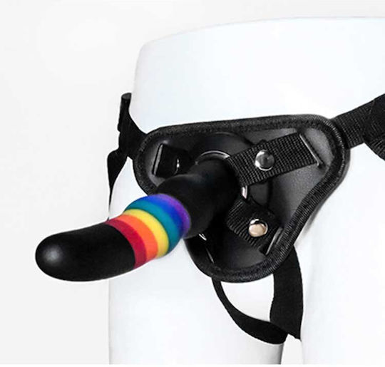 Dream Toys Harness με Dildo 17cm σε Μαύρο Χρώμα