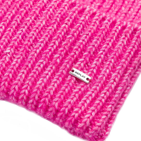 Beanie Γυναικείος Σκούφος με Rib Πλέξη σε Ροζ χρώμα