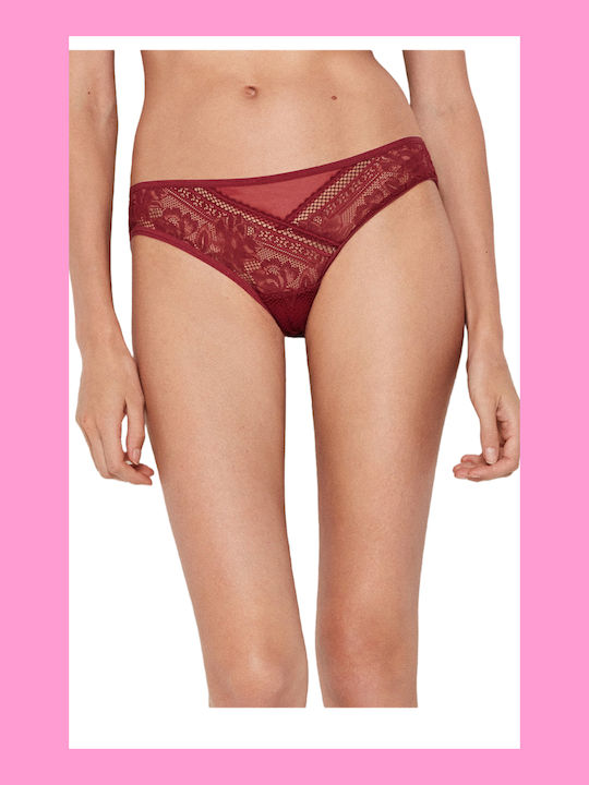 Gisela Lace Underwear Set with Bra & Brazil Burgundy