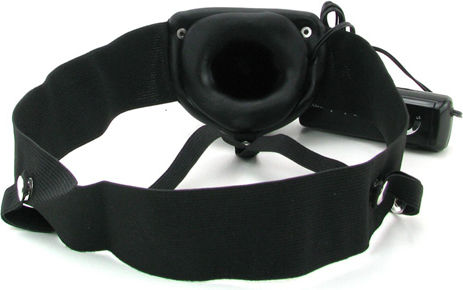 Pipedream Fetish Fantasy Series For Him or Her Vibrating Hollow Strap-On Harness με Dildo 15cm και Δόνηση σε Μαύρο Χρώμα