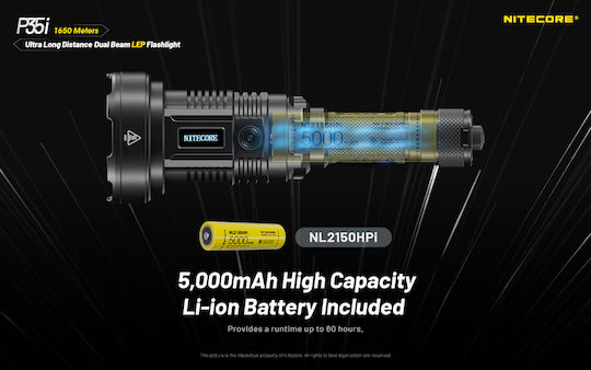 NiteCore Επαναφορτιζόμενος Φακός LED IP68 με Μέγιστη Φωτεινότητα 3000lm P35i