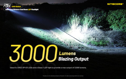 NiteCore Επαναφορτιζόμενος Φακός LED IP68 με Μέγιστη Φωτεινότητα 3000lm P35i