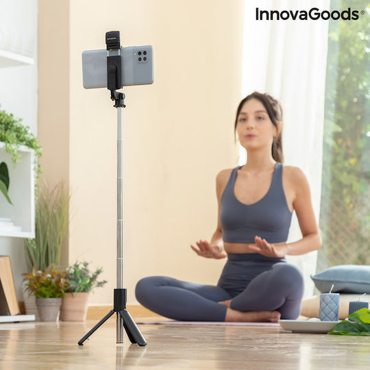 InnovaGoods Tridiex Selfie Stick Cell Phone Tripod Bluetooth with Lighting Black