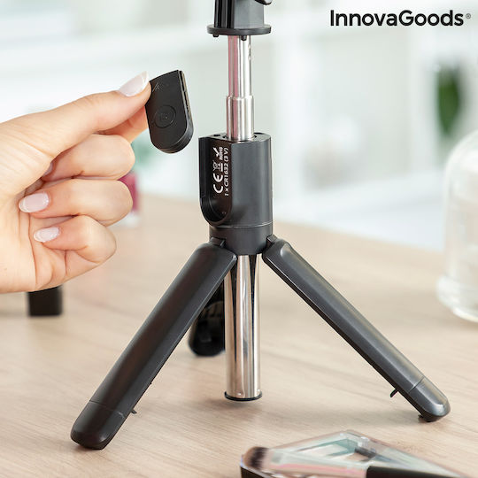 InnovaGoods Tridiex Selfie Stick Cell Phone Tripod Bluetooth with Lighting Black