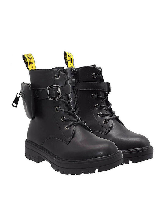 SmartKids Kids Military Boots with Zipper Black