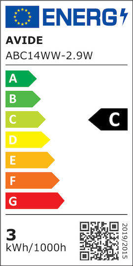 Avide ABC14WW-2.9W LED-Lampe 2.9W 103mm für Fassung E14 und Form C37 Warmes Weiß 470lm