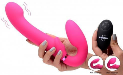 Strap U 10x Ergo-Fit G-Pulse Inflatable & Vibrating Strapless Strap-on Strapless Strap On με Dildo 24.6cm με Δόνηση σε Ροζ Χρώμα