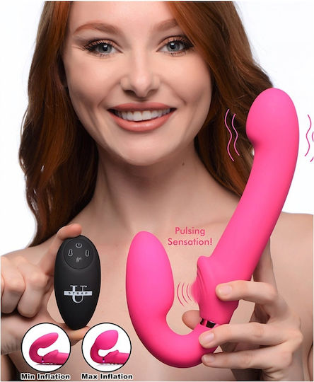 Strap U 10x Ergo-Fit G-Pulse Inflatable & Vibrating Strapless Strap-on Strapless Strap On με Dildo 24.6cm με Δόνηση σε Ροζ Χρώμα