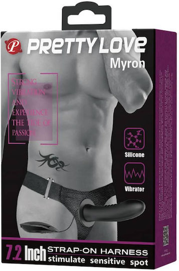 Pretty Love Myron Harness με Dildo 18cm και Δόνηση σε Μαύρο Χρώμα