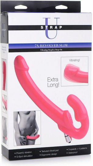 Strap U 7x Revolver Vibrating Strapless Strap-on Fără bretele Strap On cu Dildo 29cm cu vibrație în Culoare Roz