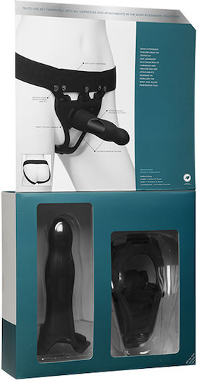 Doc Johnson Body Extensions BE Daring Harness με Dildo 17.78cm σε Μαύρο Χρώμα