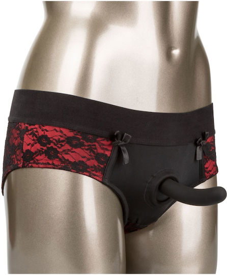 Calexotics Scandal Crotchless Pegging Panty Set Red Εσώρουχο με Dildo 13cm σε Κόκκινο Χρώμα