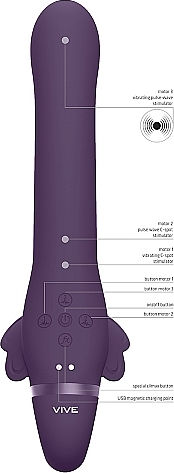 Vive Satu Pulse Wave Strapless Strap On με Dildo 23cm με Δόνηση σε Μωβ Χρώμα