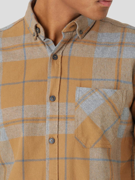 31-200185 Long-sleeved Flannel Shirt Checked Orange