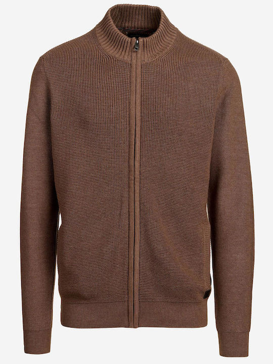 Men's Knitted Cardigan Tobacco Melange