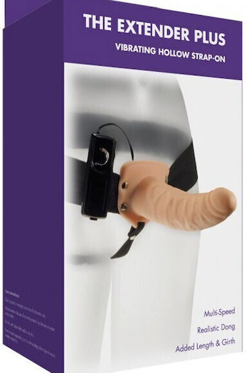 Kinx The Extender Plus Harness with Dildo 20.5cm and Vibration in skin color