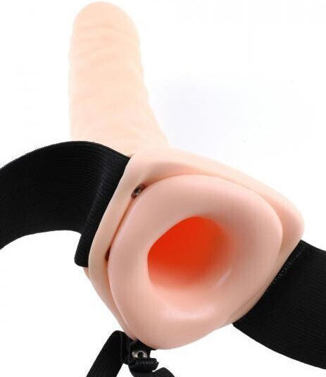 Kinx Extender Hollow Vibrating Strap On Harness με Dildo 16cm και Δόνηση σε Μαύρο Χρώμα
