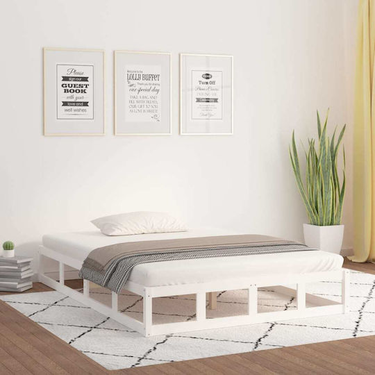 Bed Base Double made of Wood White 140x190cm.