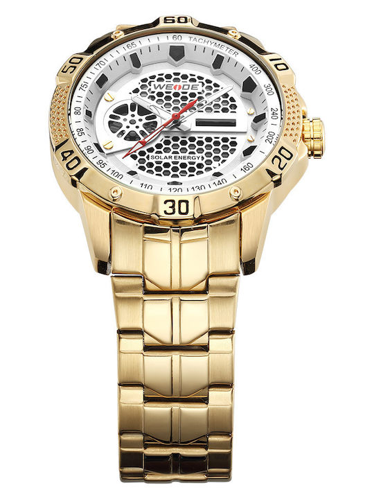 Weide Wd10843 Men's Watch 44mm Solar with Gold Metal Bracelet
