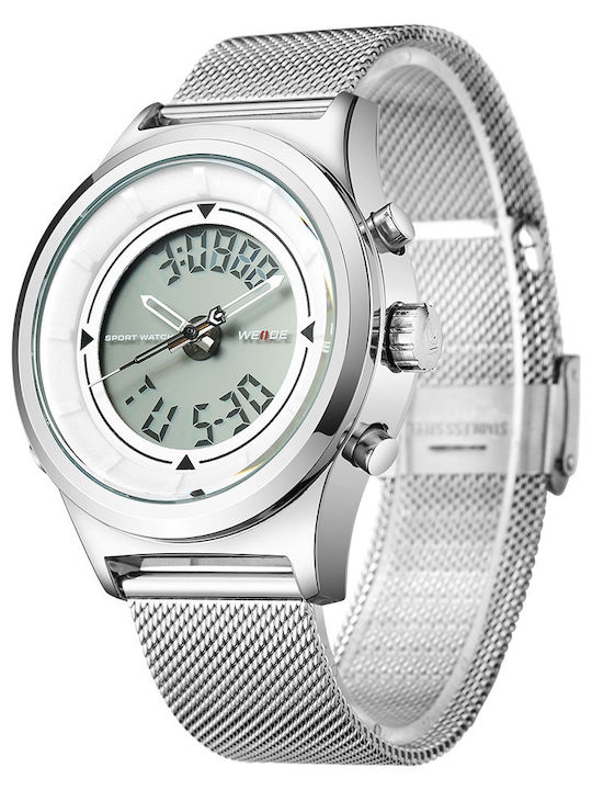 Weide Wd10752 Analog/Digital Herrenuhr 47mm Chronograph Batterie mit Silber Metallarmband