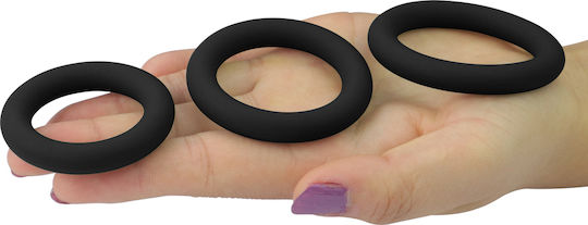 Lovetoy Power Plus Soft Silicone Snug Ring Set Cock Rings Cock Silicon Black 3buc