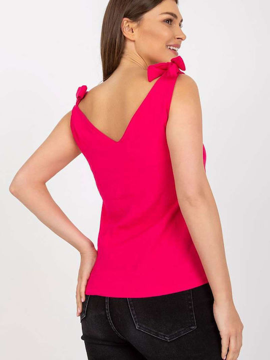 Rue Paris Women's Summer Blouse Sleeveless Fuchsia