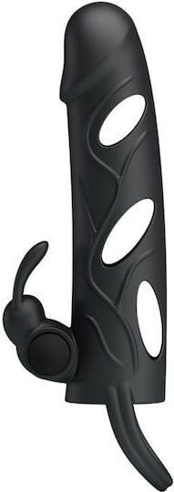 Pretty Love Double Vibrating Penis Sleeve Ball Strap Black