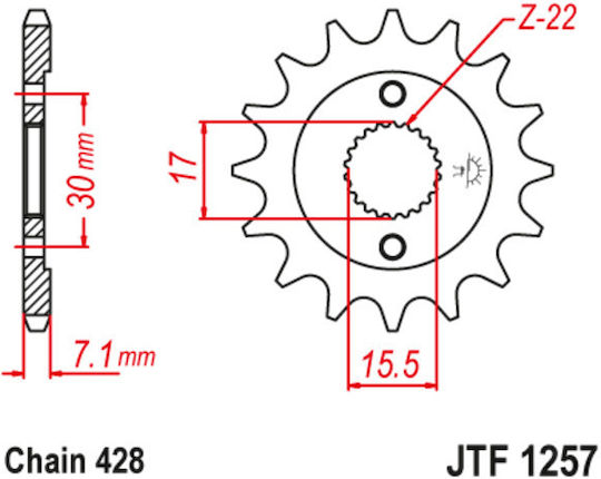 JT Sprockets Γρανάζι Μπροστά για Honda CR80 / CR 85 15 Δοντιών για BMW R 80