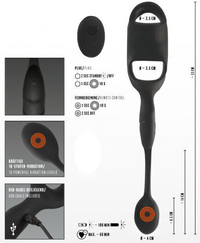 You2Toys Rebel Cock Ring With Remote Control Butt Plug Δαχτυλίδι Πέους Σιλικόνης με Πρωκτική Σφήνα Μαύρο 05507280000