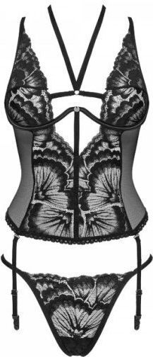 Obsessive Alessya Sexy Σετ Εσωρούχων με Δαντέλα & Ζαρτιέρες Black 2τμχ