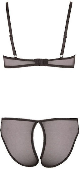 Cottelli Collection Embroidery Lingerie Set Sexy Σετ Εσωρούχων Μαύρο