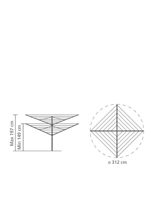 Brabantia Lift-O-Matic Rotary Dryer Advance 60 Μέτρων Πτυσσόμενη Απλώστρα Δαπέδου από Μέταλλο