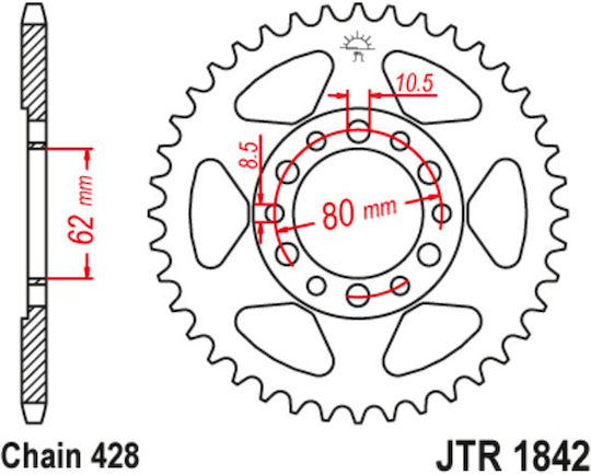JT Sprockets Rear Sprocket 50 Teeth for Yamaha TW 125 99-02 / TW 200 95-00