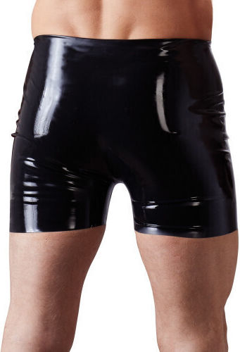 LateX Latex Short with Open Front Boxeri Sexy pentru bărbați Negru